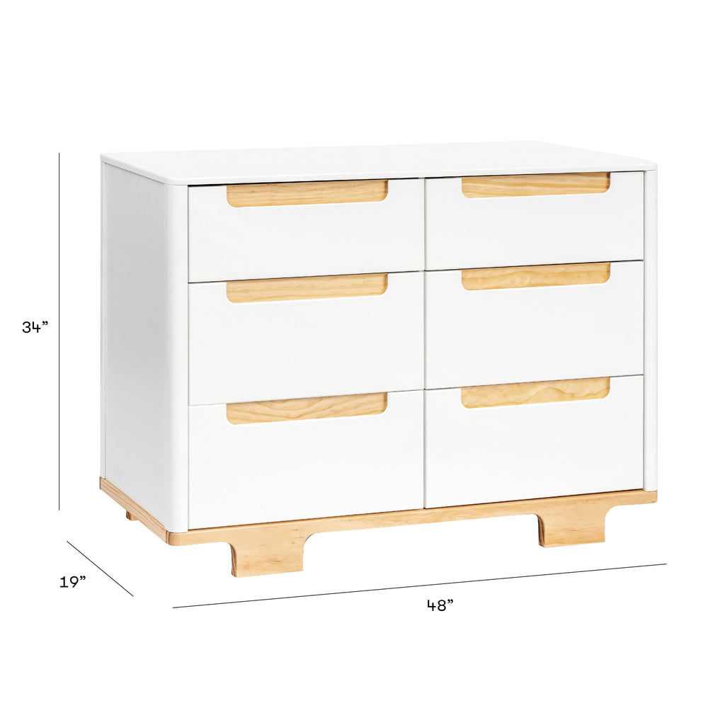 Babyletto - Yuzu 6-Drawer Changer Dresser - White + Natural-Dressers + Changing Tables-Store Pickup in 2-5 Weeks-Posh Baby