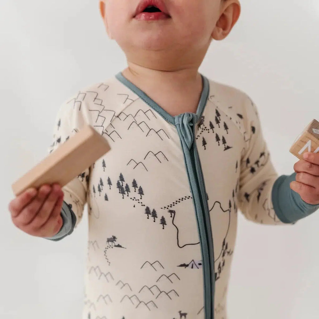 Babysprouts - Footless Romper - Woodland Map-Footies + Rompers (Basic)-Newborn-Posh Baby