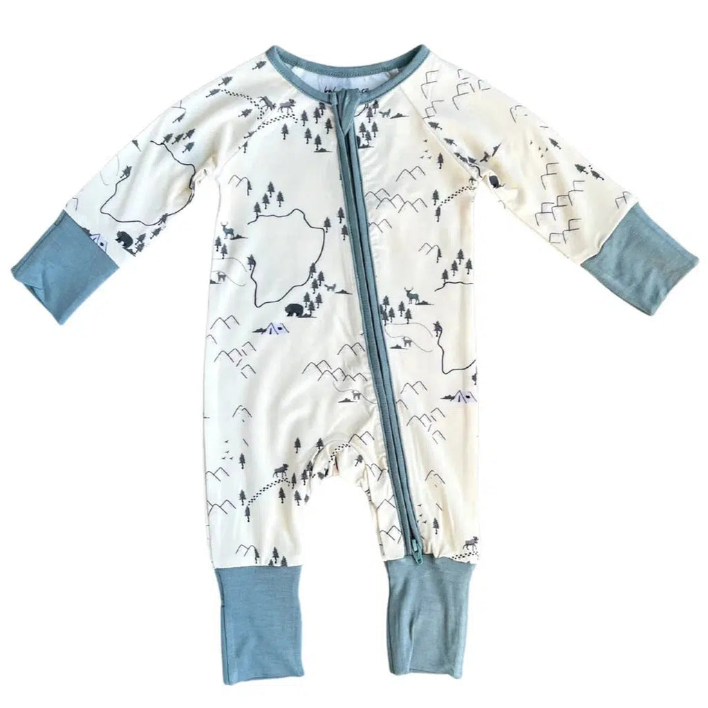 Babysprouts - Footless Romper - Woodland Map-Footies + Rompers (Basic)-3-6M-Posh Baby