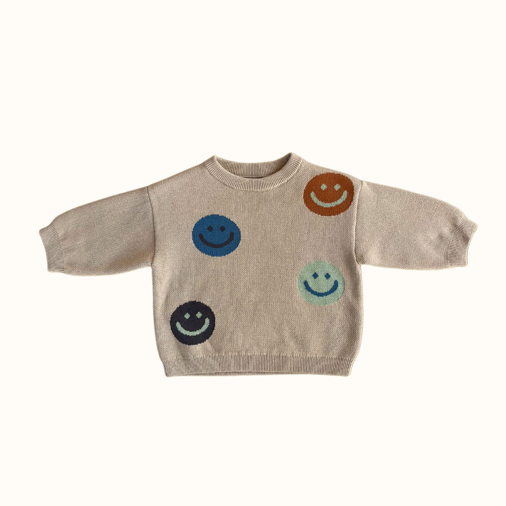 Babysprouts - Knit Sweater - Smiley-Sweaters + Cardigans + Jackets-0-3M-Posh Baby