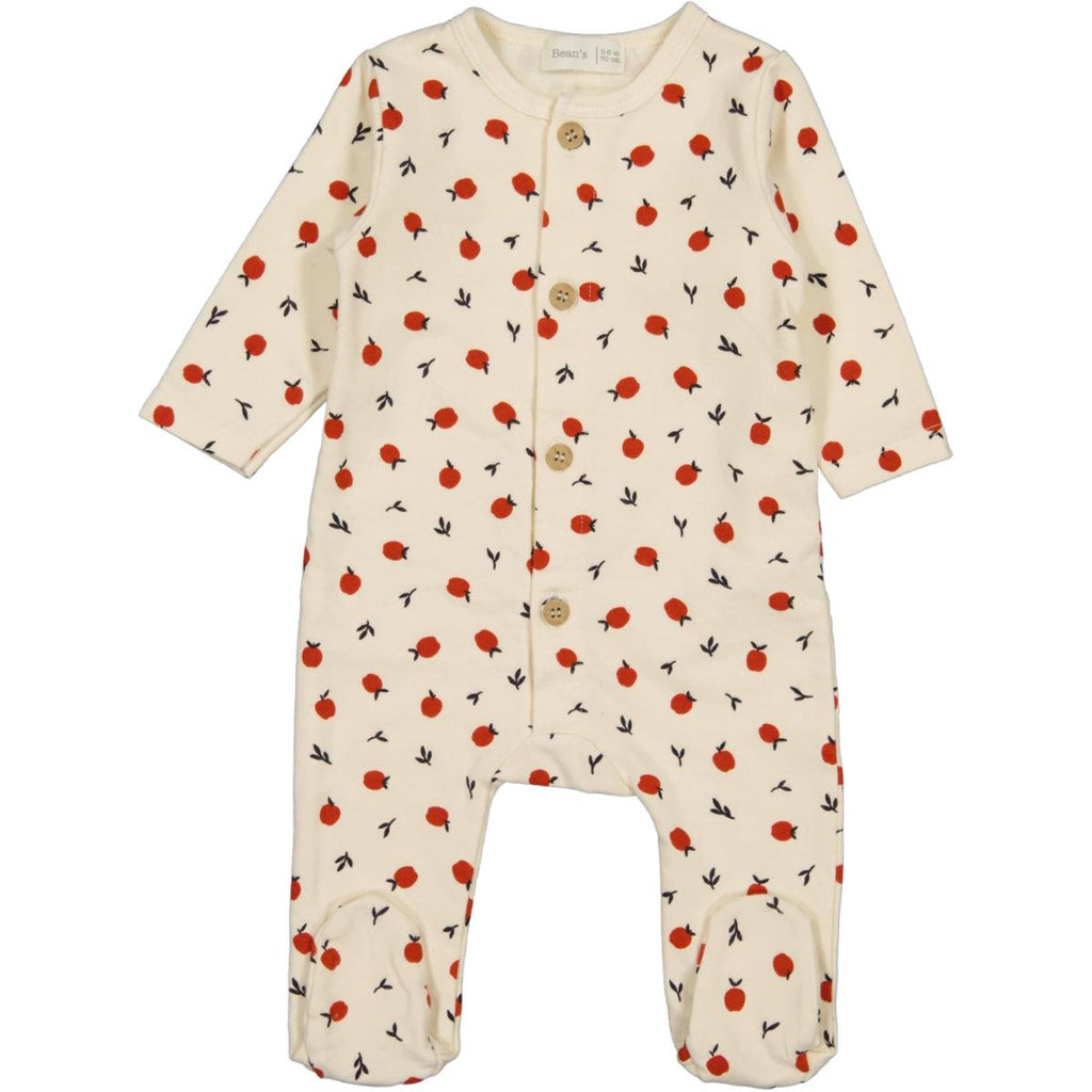 Bean's (Barcelona) - Organic Button-Up Romper - Apples-Footies + Rompers (Fashion)-9-12M-Posh Baby