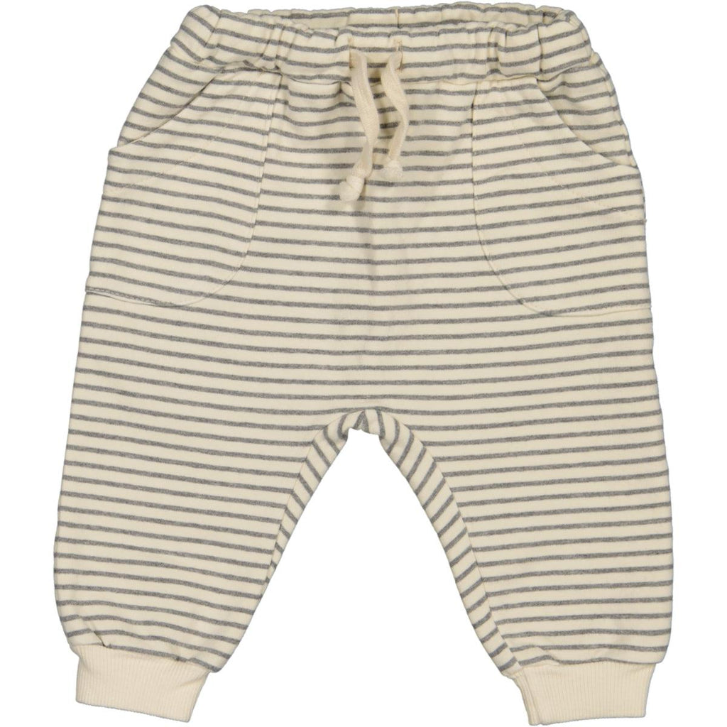 Bean's (Barcelona) - Organic Fleece Jogger - Ecru Stripe-Bottoms-3-6M-Posh Baby