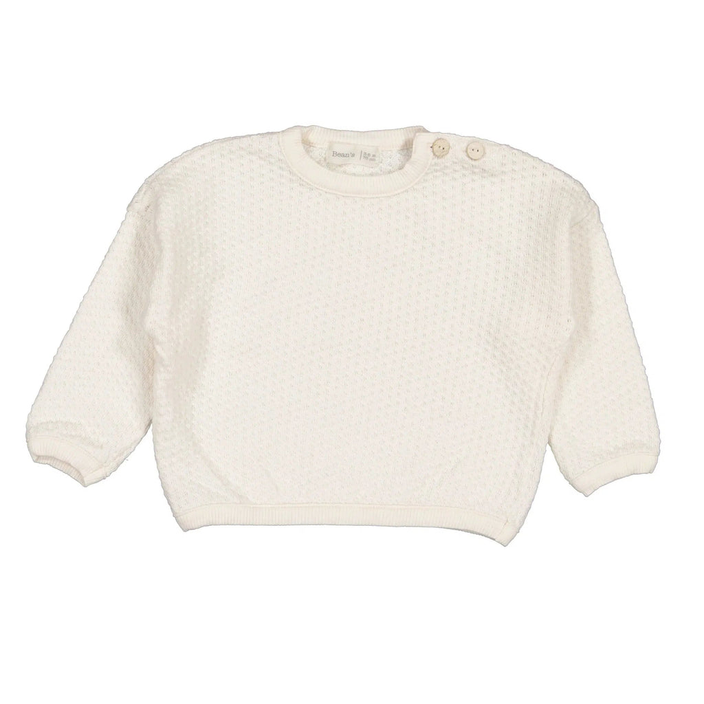 Bean's (Barcelona) - Organic Jacquard Long Sleeve Tee - Cream-Long Sleeves-18-24M-Posh Baby