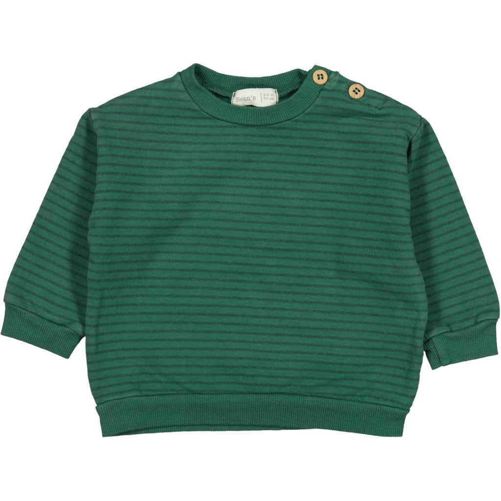 Bean's (Barcelona) - Organic Sweatshirt - Green Stripe-Long Sleeves-0-3M-Posh Baby