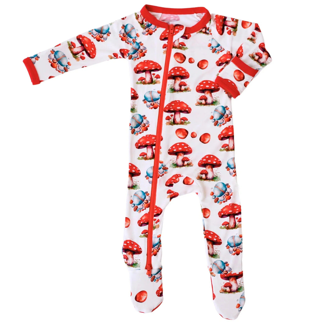 Bestaroo - Modal Zipper Footie - Toadstools-Footies + Rompers (Basic)-0-3M-Posh Baby