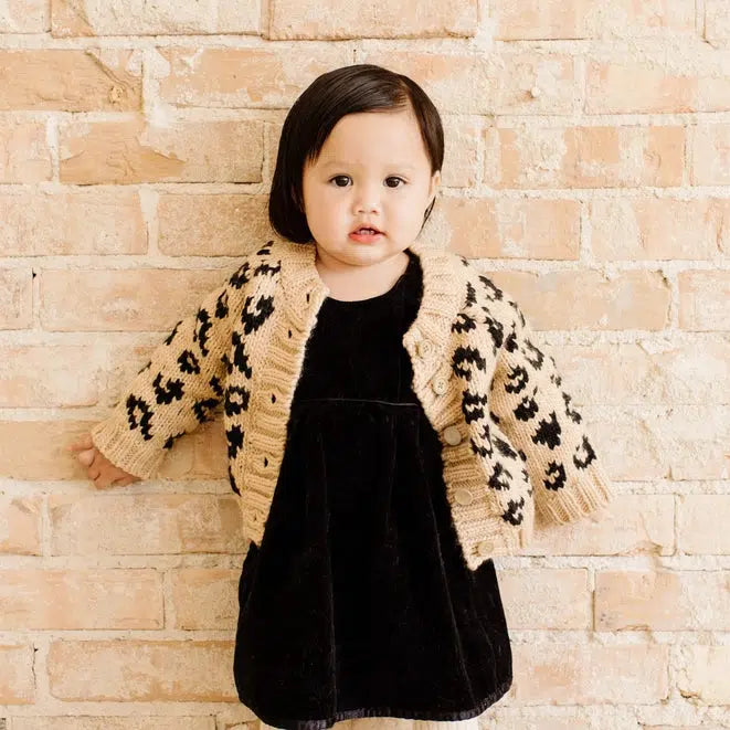 Blueberry Hill - Knit Classic Cardigan - Cheetah-Sweaters + Cardigans + Jackets-XS (6-12M)-Posh Baby