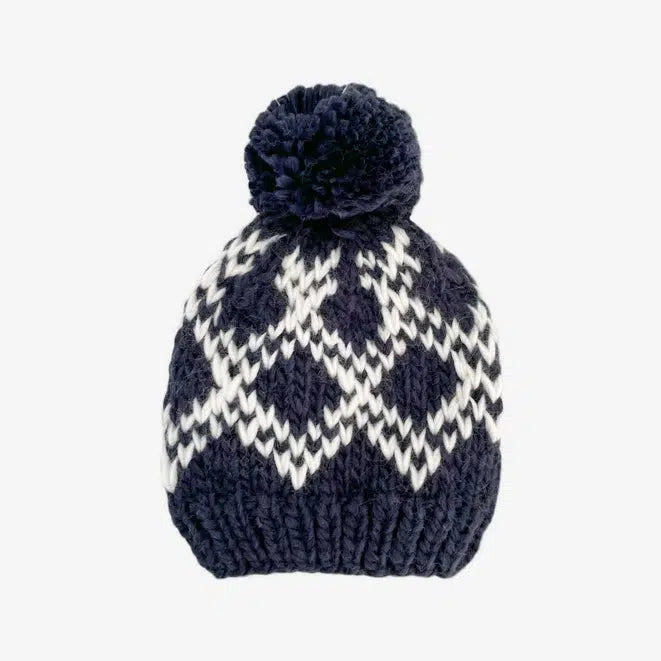 Blueberry Hill - Knit Fair Isle Hat - Navy Diamond-Hats-XS (3-6M)-Posh Baby