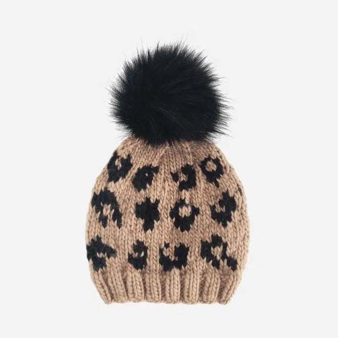 Blueberry Hill - Knit Pom Hat - Cheetah-Hats-NB (0-3M)-Posh Baby