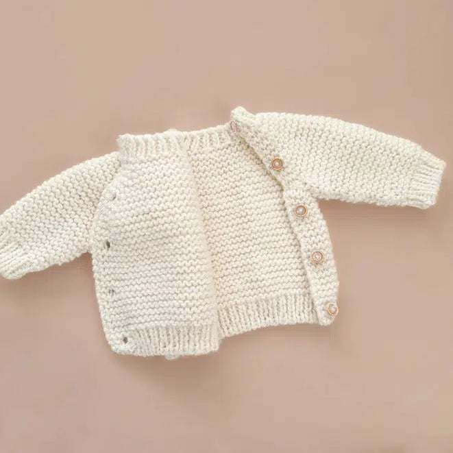 Blueberry Hill - Side-Button Cardigan - Cream-Sweaters + Cardigans + Jackets-NB (3-6M)-Posh Baby