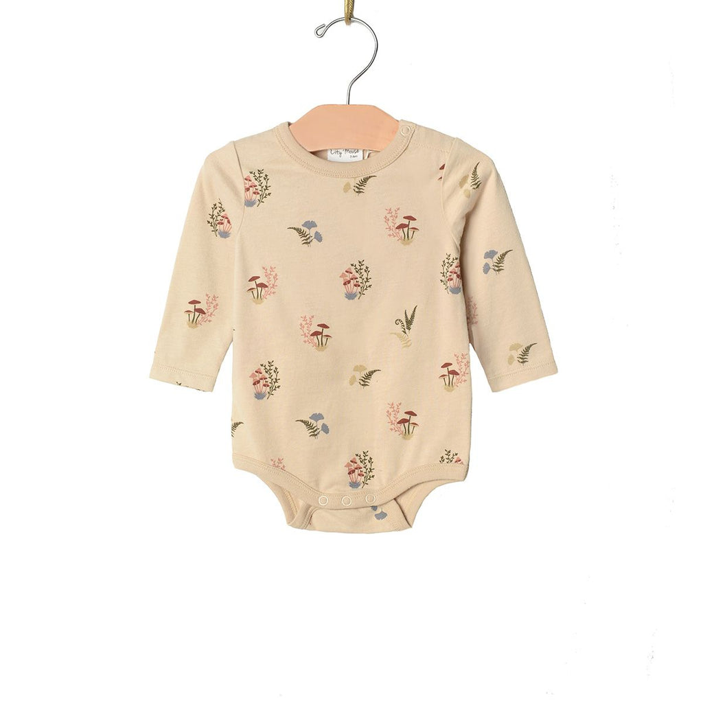 City Mouse - Long Sleeve Bodysuit - Floral Mushrooms-Onesies-0-3M-Posh Baby