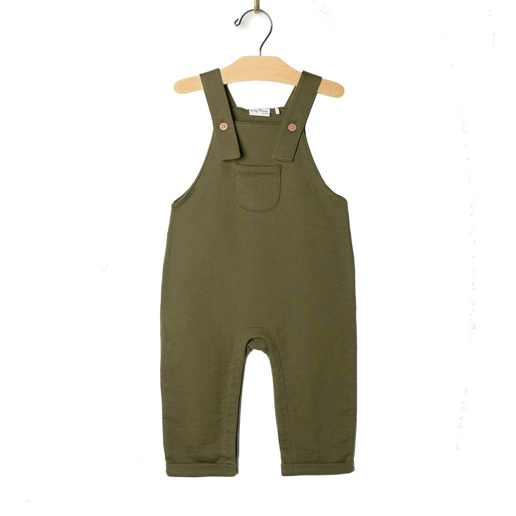 City Mouse - Overalls - Olive Green-Footies + Rompers (Fashion)-0-3M-Posh Baby