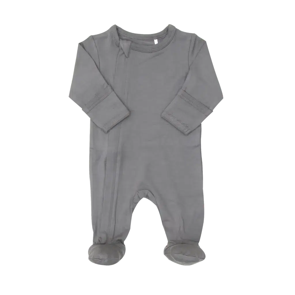 Coccoli - Modal 2-Way Zipper Footie - Granite-Footies + Rompers (Basic)-Newborn (1M)-Posh Baby