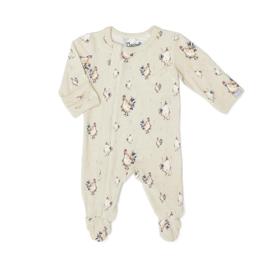 Coccoli - Modal 2-Way Zipper Footie - Rooster + Hen-Footies + Rompers (Basic)-6-9M-Posh Baby