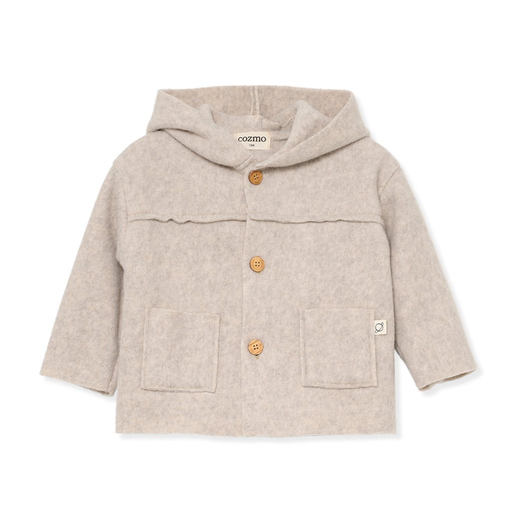 Cozmo (Barcelona) - Bamboo Jacket - Beige Melange-Sweaters + Cardigans + Jackets-0-3M (3M)-Posh Baby