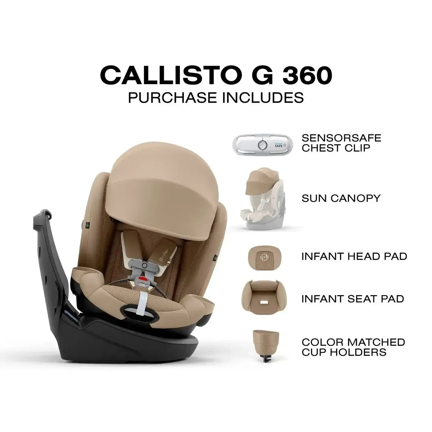 cybex car seat beige Cybex Callisto G 360 Rotating All-in-One Car Seat Almond Beige