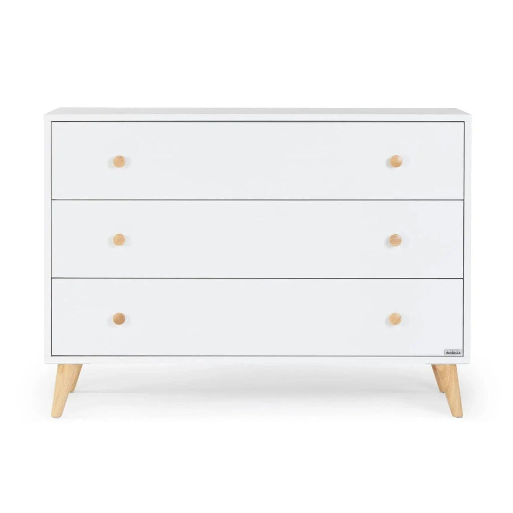 Dadada - Austin Three Drawer Dresser - White + Natural-Dressers + Changing Tables-Store Pickup-Posh Baby