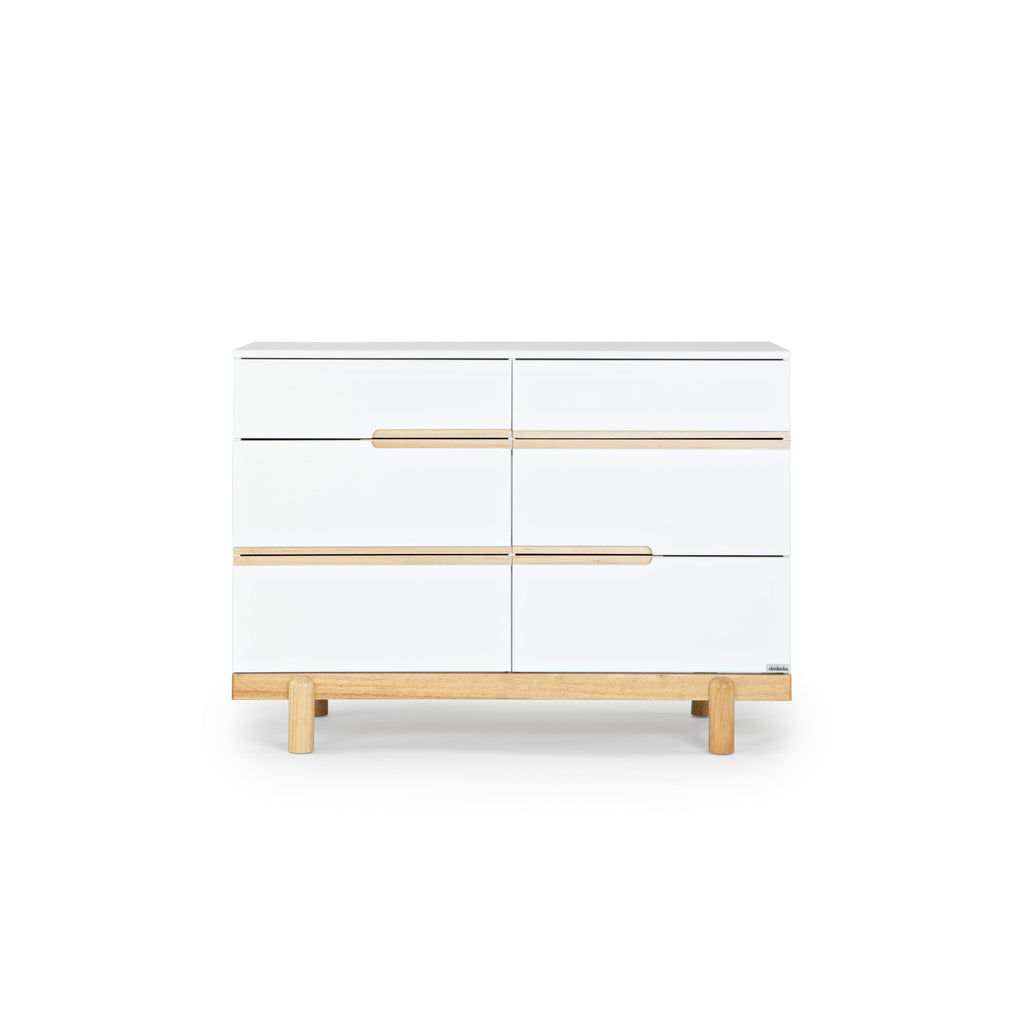 Dadada - Bliss Six-Drawer Dresser - White + Natural-Dressers + Changing Tables-Store Pickup-Posh Baby