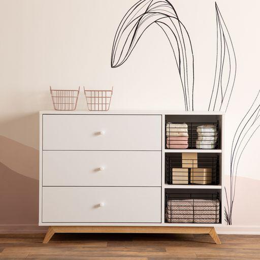 Dadada - Central Park Dresser - White + Natural-Dressers + Changing Tables-None-Store Pickup-Posh Baby