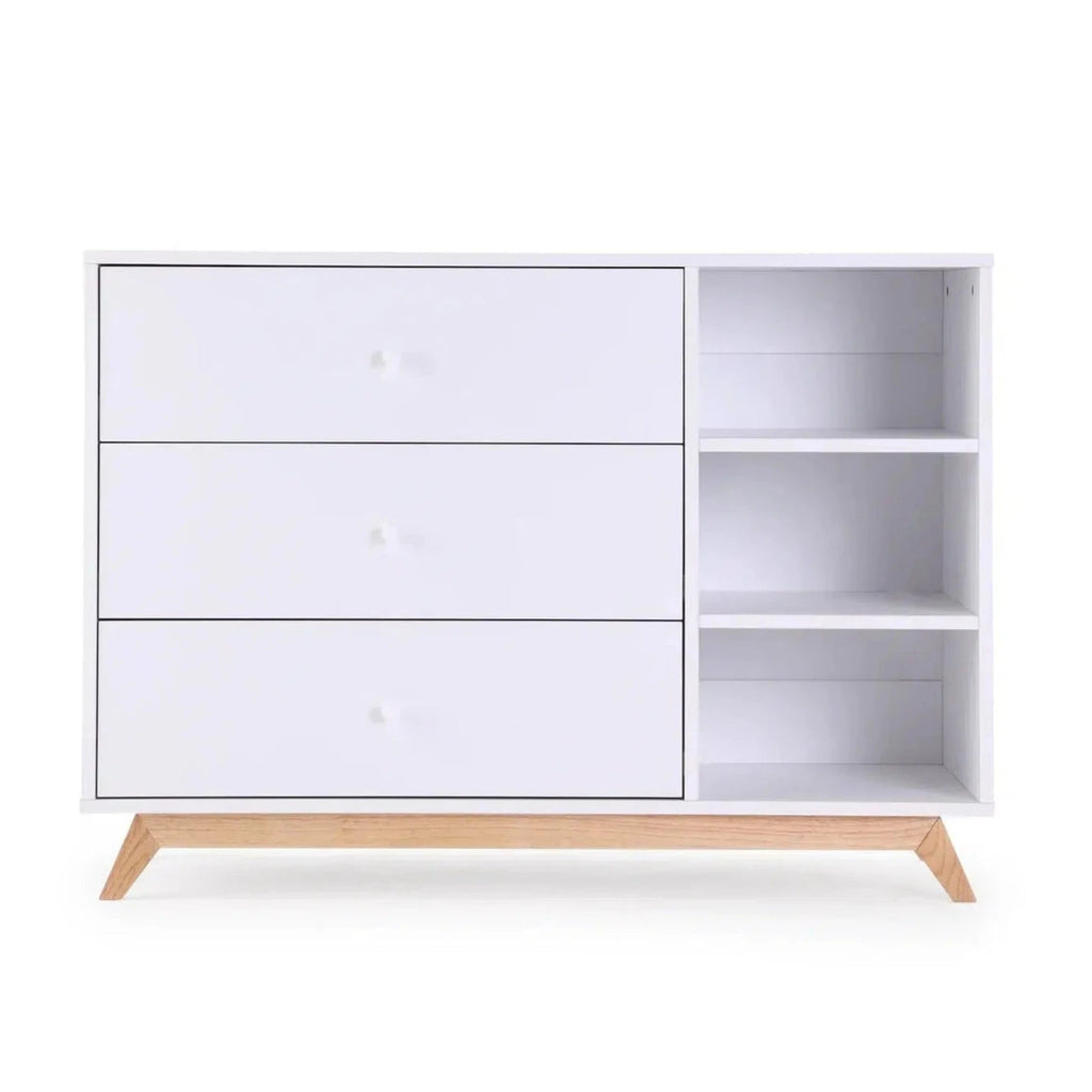 Dadada - Central Park Dresser - White + Natural-Dressers + Changing Tables-None-Store Pickup-Posh Baby