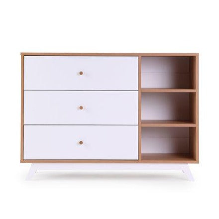 Dadada - Central Park Dresser - White + Red Oak-Dressers + Changing Tables-None-Store Pickup-Posh Baby