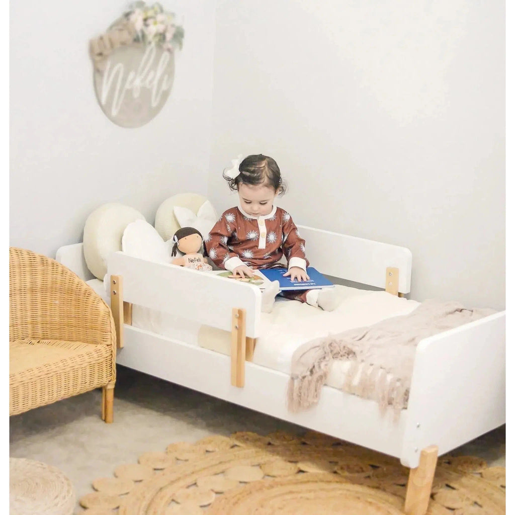 Dadada - Muse Toddler Bed - White + Natural-Toddler Beds-Posh Baby