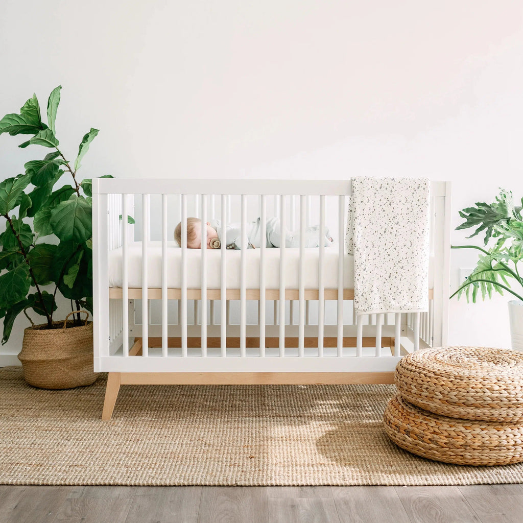 Dadada - Soho 3-in-1 Convertible Crib - White + Natural-Cribs-Store Pickup - TAKE IT HOME TODAY-Posh Baby