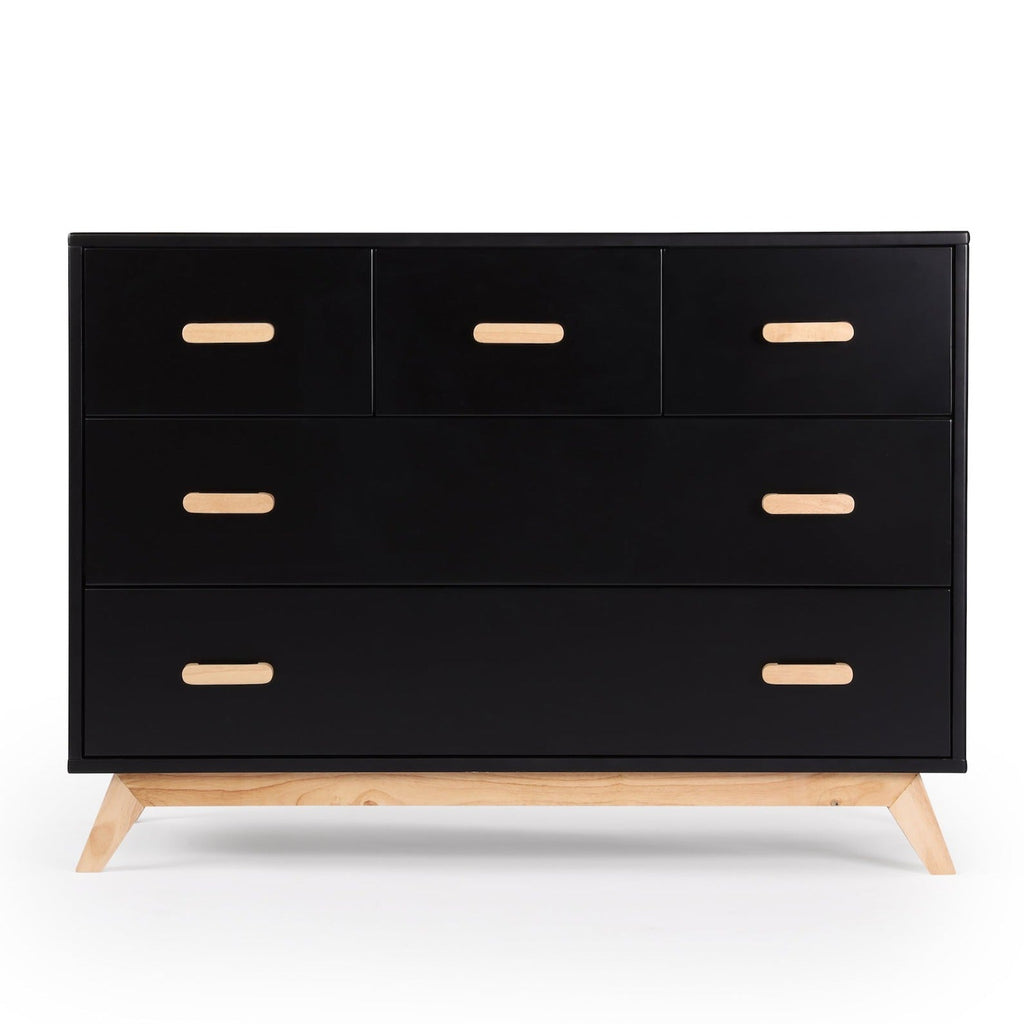 Dadada - Soho Five Drawer Dresser - Black + Natural-Dressers + Changing Tables-Store Pickup-Posh Baby