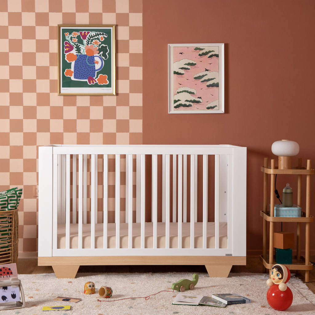 Dadada - Spirit 8-in-1 Convertible Crib - White + Natural-Cribs-Store Pickup-Posh Baby