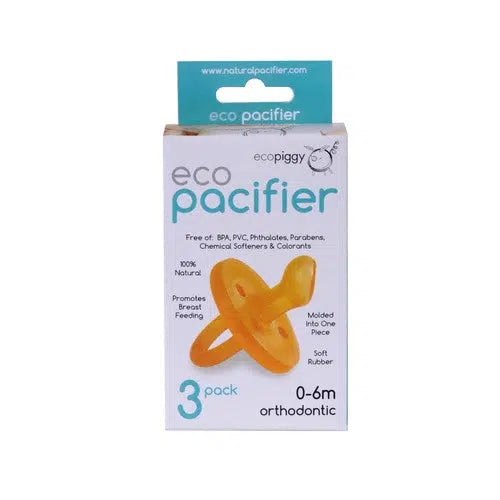 Ecopiggy - Eco Natural Rubber Pacifier - Orthodontic-Pacifiers + Clips-0-6M / Triple Pack-Posh Baby