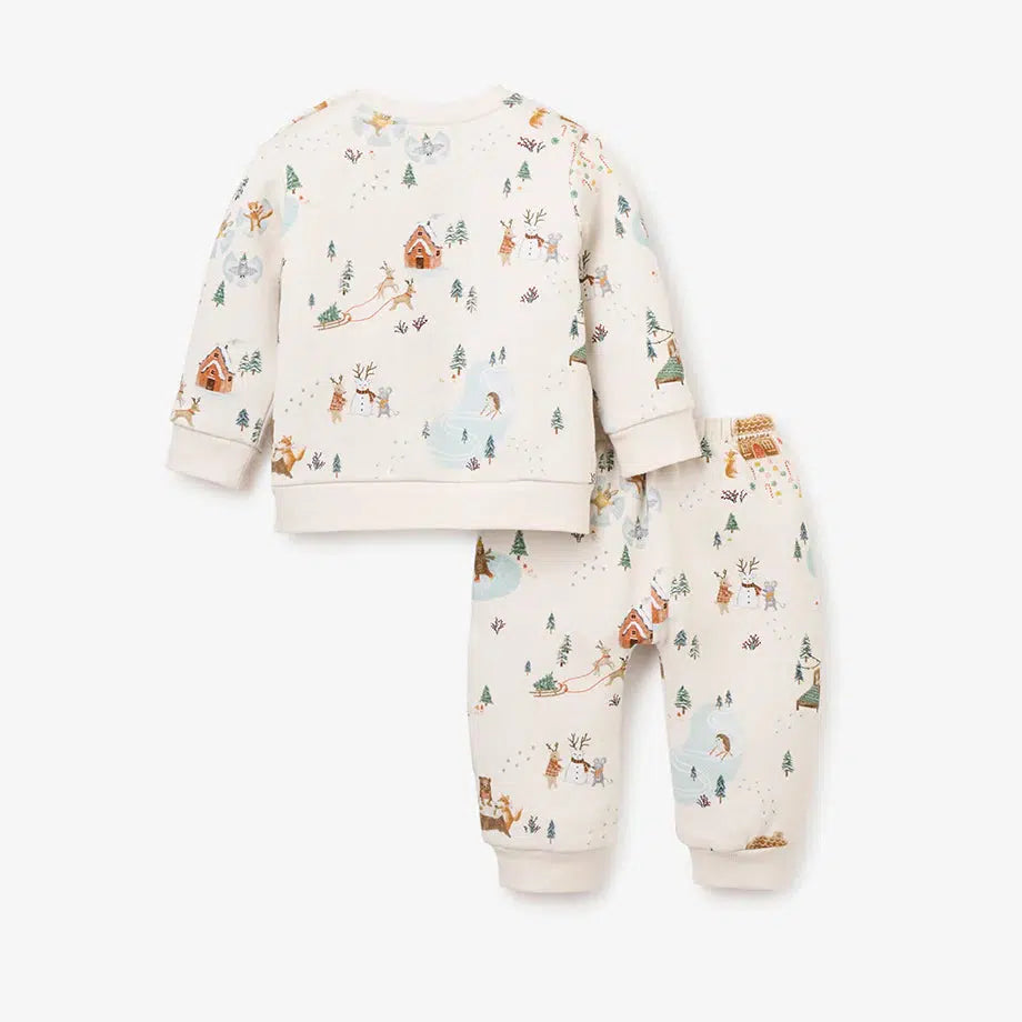 Elegant Baby - Long Sleeve Fleece Top + Pant Set - Holiday Fun-Sets-3-6M-Posh Baby