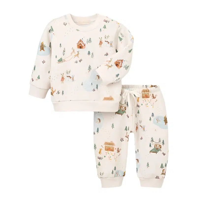 Elegant Baby - Long Sleeve Fleece Top + Pant Set - Holiday Fun-Sets-3-6M-Posh Baby