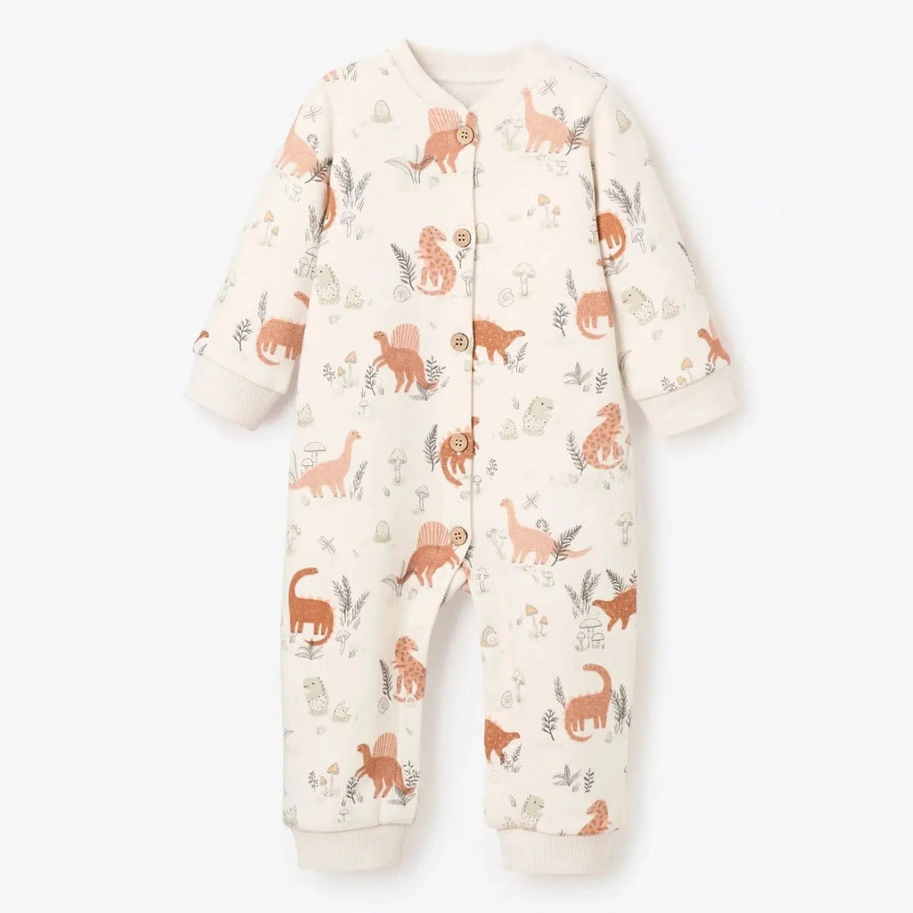 Elegant Baby - Organic Fleece Jumpsuit - Dinosaur Family-Footies + Rompers (Fashion)-3-6M-Posh Baby