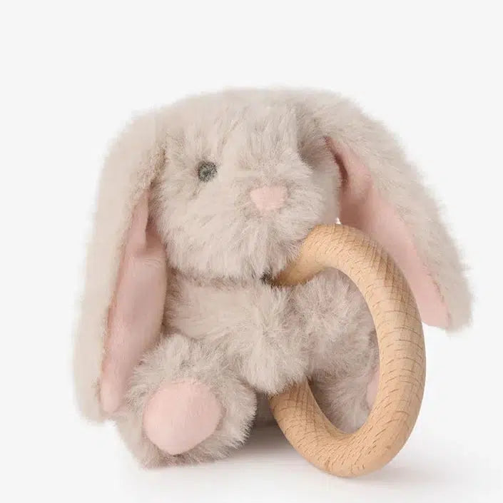 Elegant Baby - Plush Ring Rattle - Bunny-Rattles + Teething Toys-Posh Baby