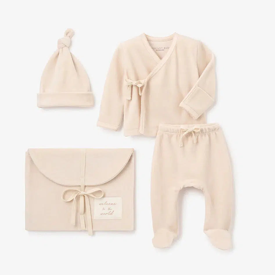 Elegant Baby - Velour Welcome To The World Take Me Home Set - Taupe-Sets-Newborn-Posh Baby