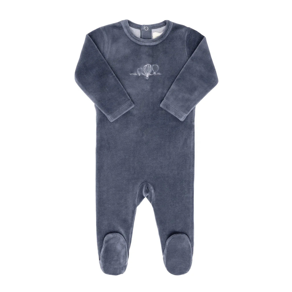 Ely's + Co - Velour Embroidered Footie - Hot Air Balloon-Footies + Rompers (Basic)-Newborn (1M)-Posh Baby