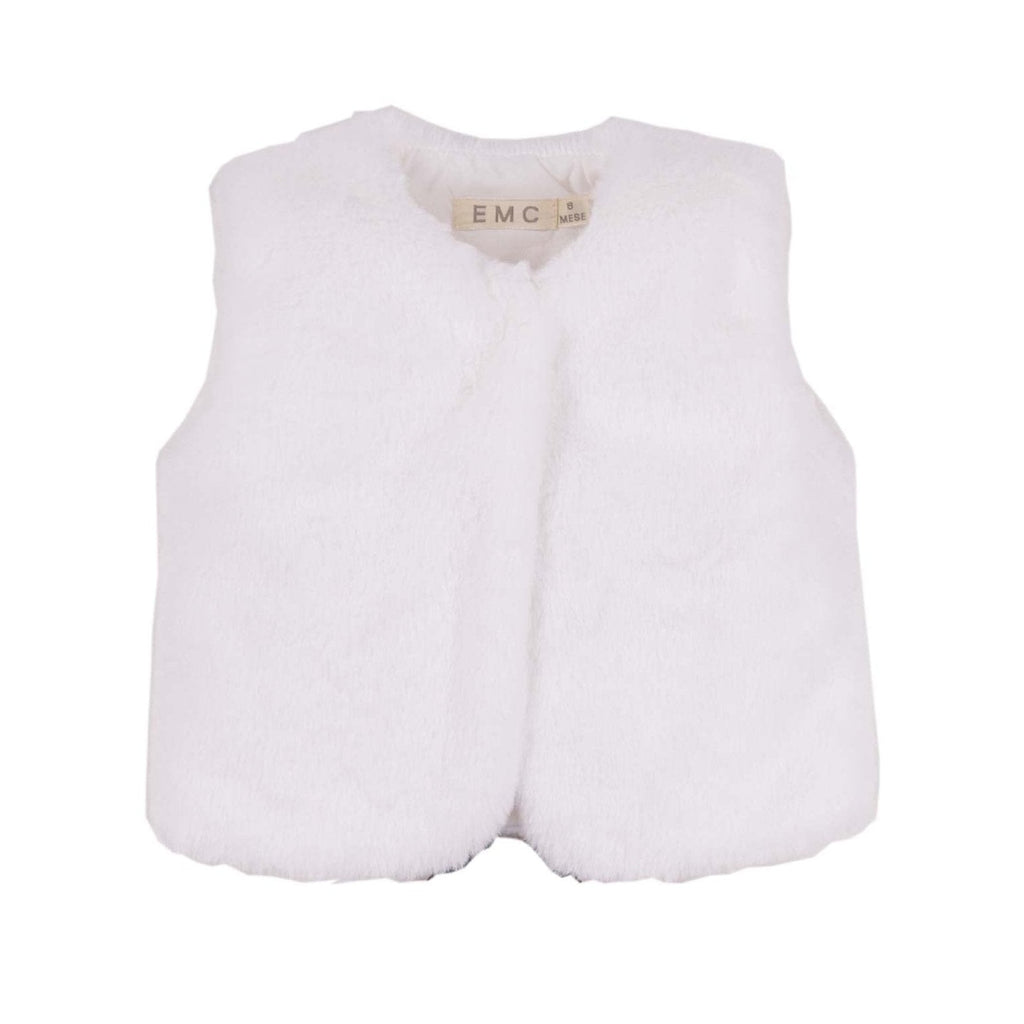 EMC - Eco Fur Vest - White-Coats + Outerwear-0-3M-Posh Baby