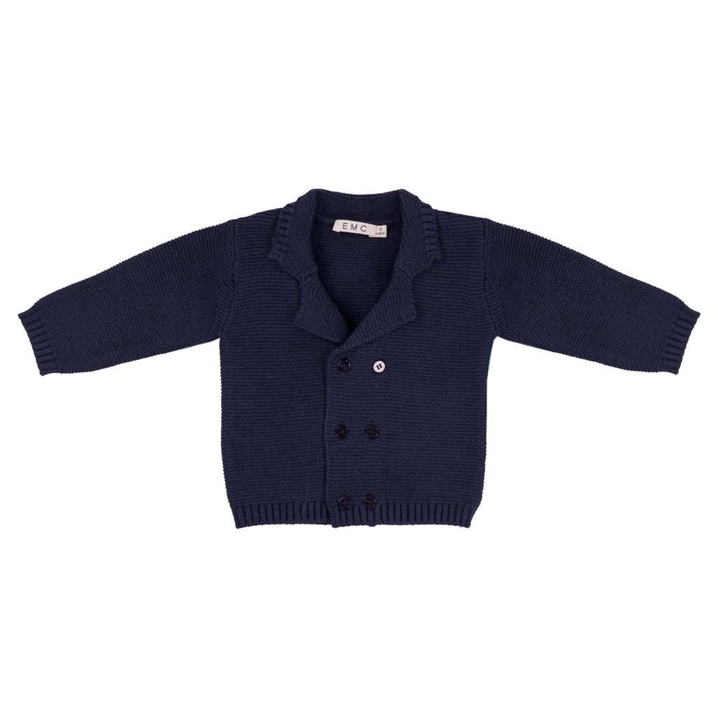 EMC - Knit Cardigan - Navy Blue-Sweaters + Cardigans + Jackets-0-3M-Posh Baby