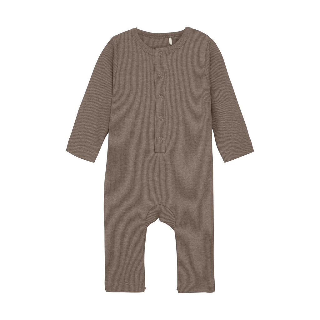 Fixoni - Ribbed Romper - Mocha-Footies + Rompers (Fashion)-0-3M (1M)-Posh Baby