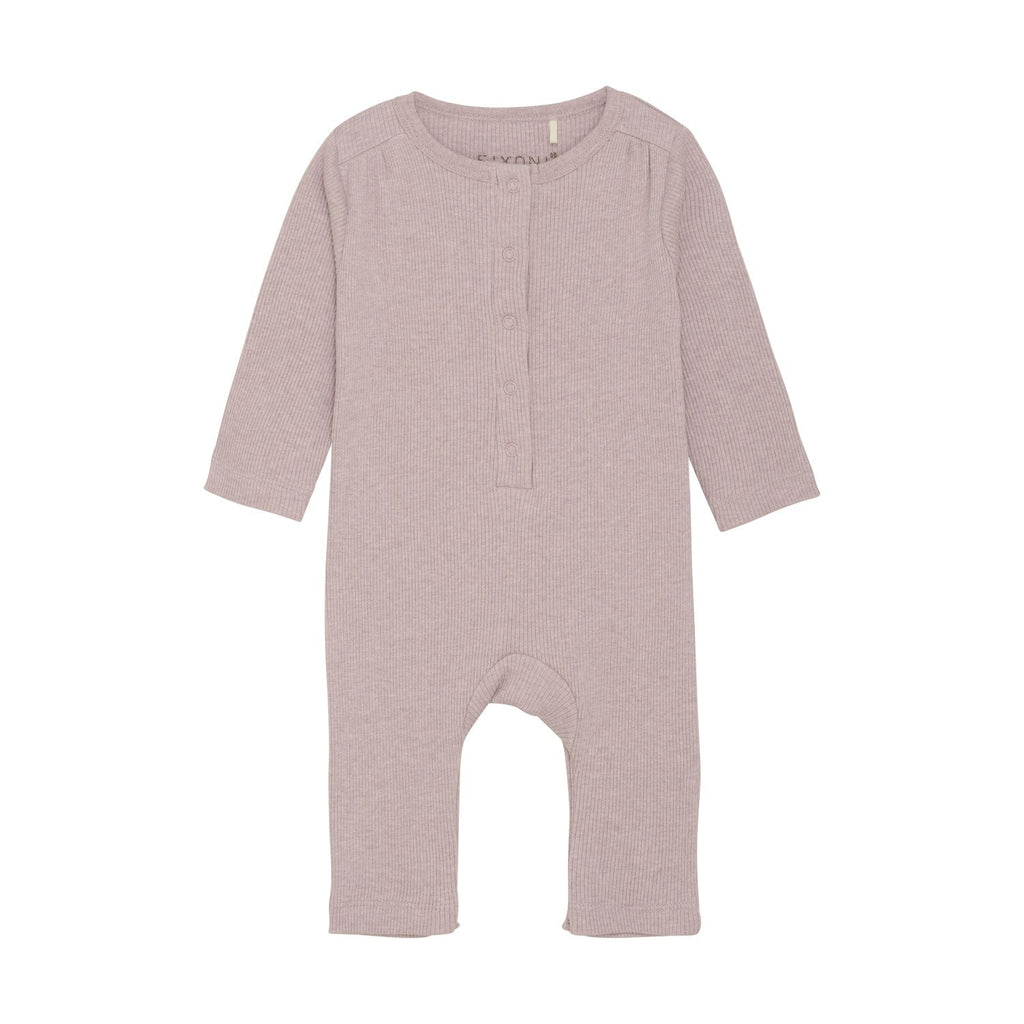 Fixoni - Ribbed Romper - Pale Mauve-Footies + Rompers (Fashion)-0-3M (1M)-Posh Baby