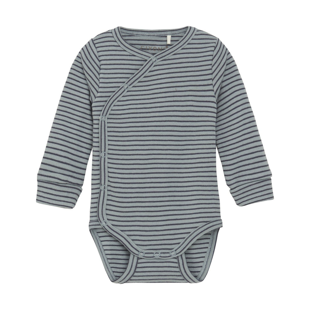 Fixoni - Wrap-Style Bodysuit - Seafoam Stripe-Onesies-Newborn-Posh Baby