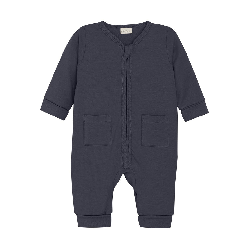 Fixoni - Zipper Romper - Odyssey Blue-Footies + Rompers (Fashion)-0-3M (1M)-Posh Baby