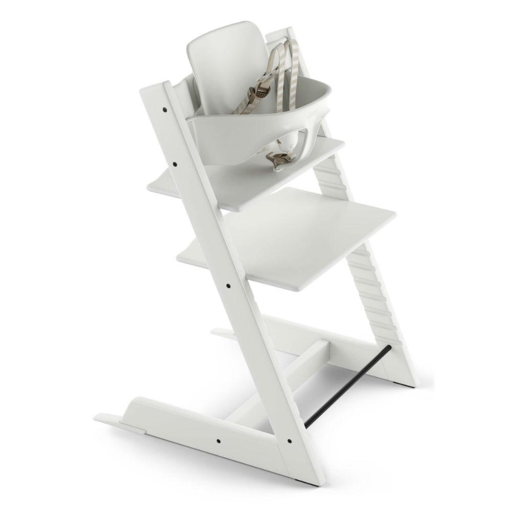 FLOOR MODEL SALE - Stokke - Tripp Trapp Chair Bundle - White + Icon Grey (STORE PICKUP ONLY)-Tripp Trapp High Chair Bundles-Posh Baby