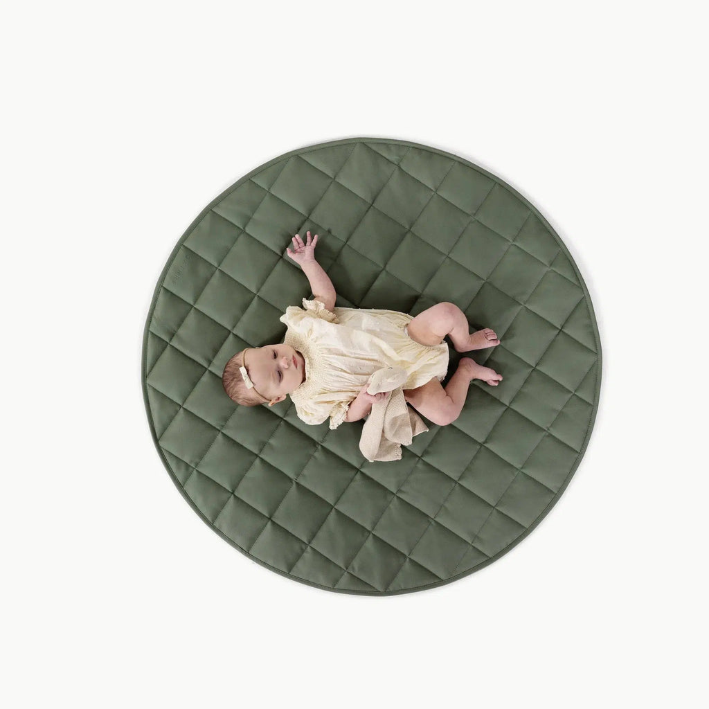 Gathre - Quilted Mini Mat - Circle - Thyme-Play Gyms + Play Mats-Posh Baby