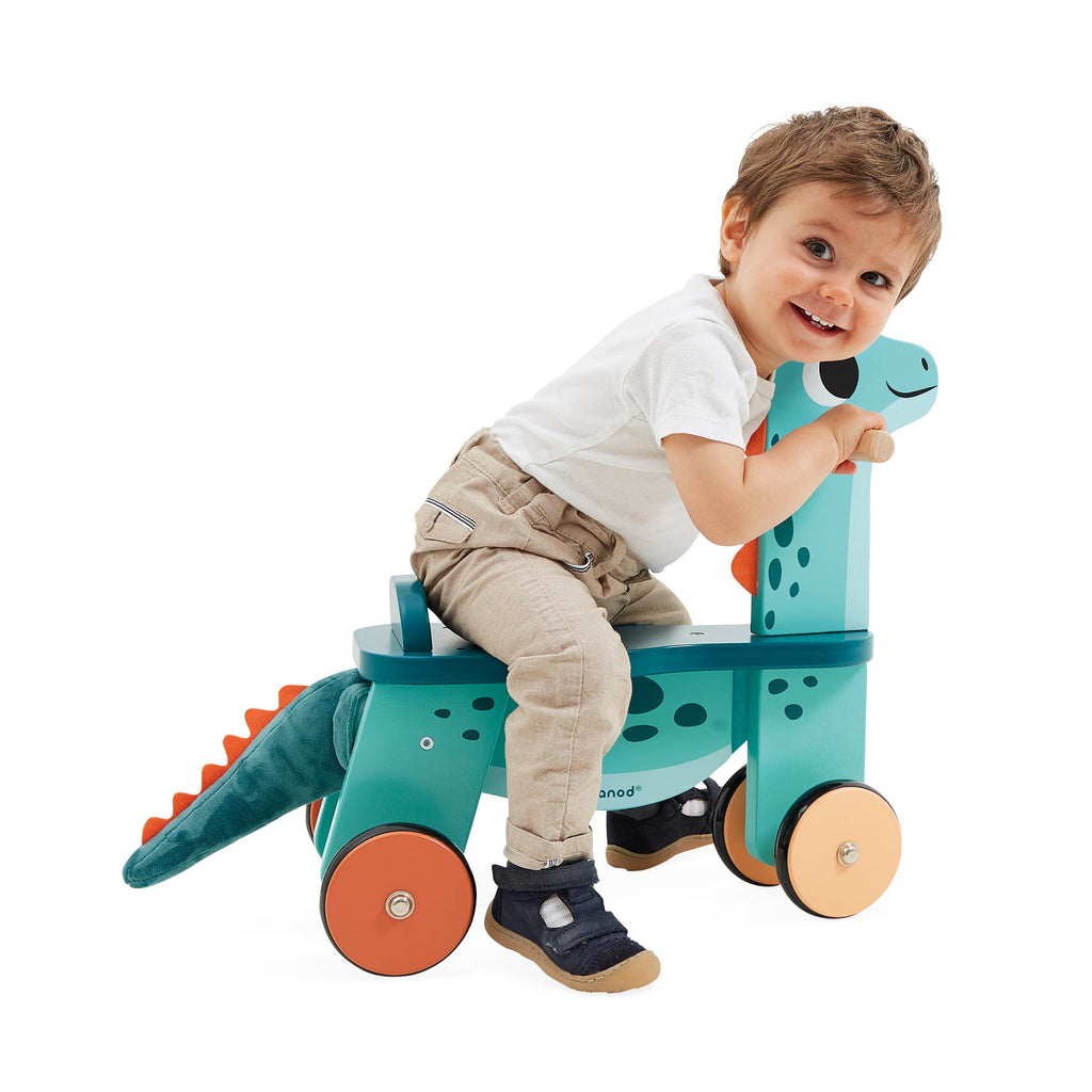 Janod - Dino Ride-on Toy - Portosaurus-Ride-On Toys-Posh Baby