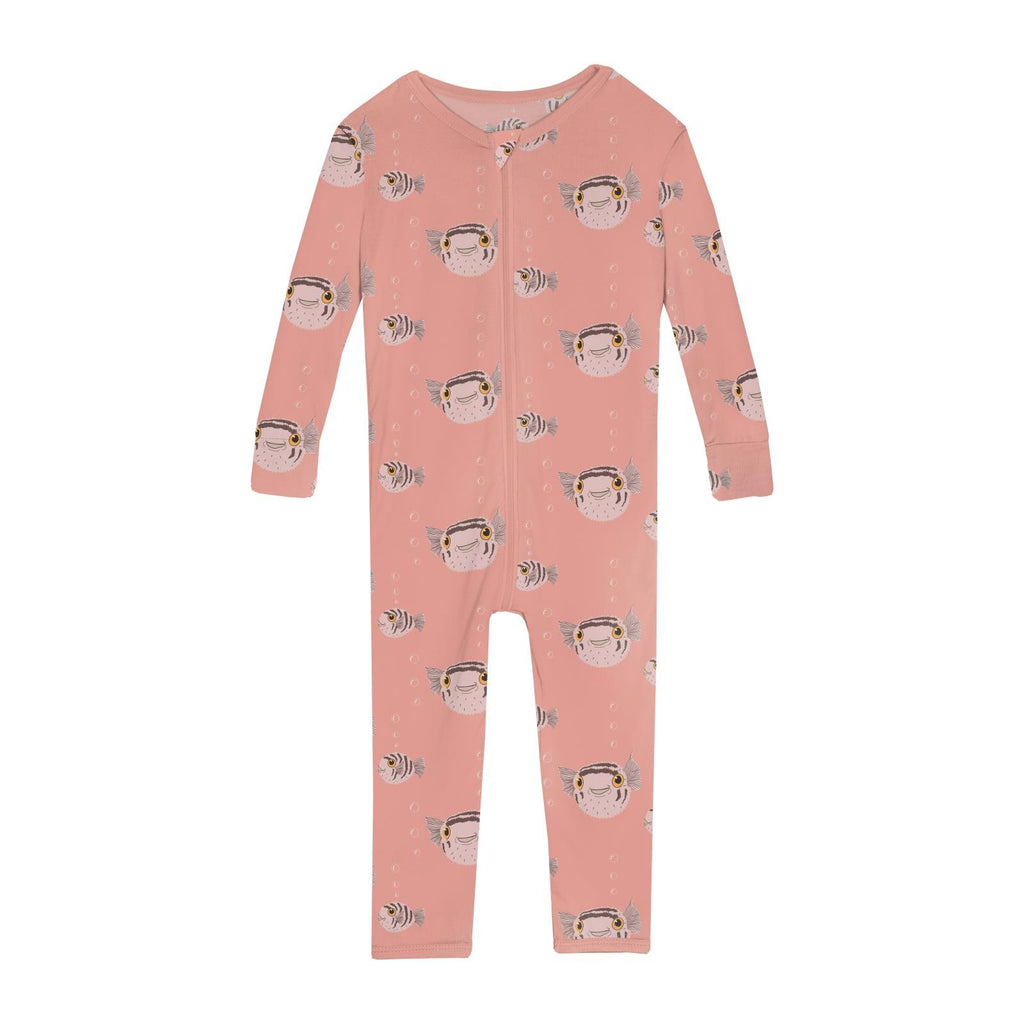 Kickee - Zipper Convertible Sleeper - Blush Puffer Family-Footies + Rompers (Basic)-Preemie-Posh Baby