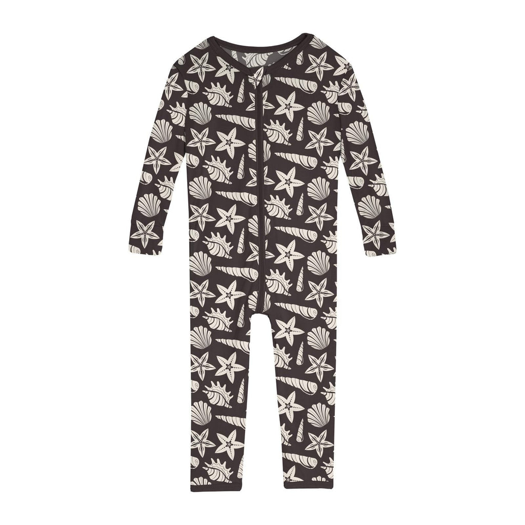 Kickee - Zipper Convertible Sleeper - Midnight Shells + Starfish-Footies + Rompers (Basic)-Preemie-Posh Baby