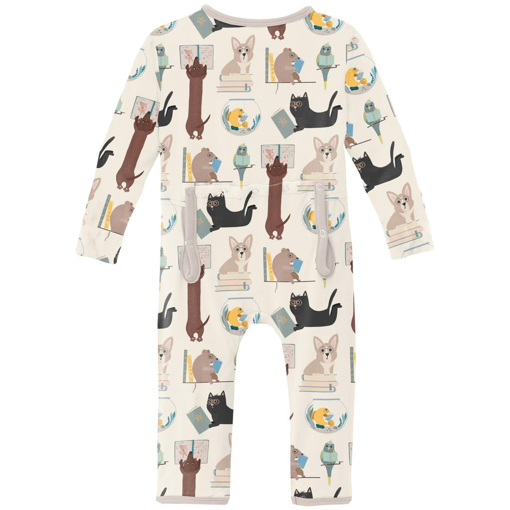 Kickee - Zipper Coverall - Books + Pets-Footies + Rompers (Basic)-Preemie-Posh Baby