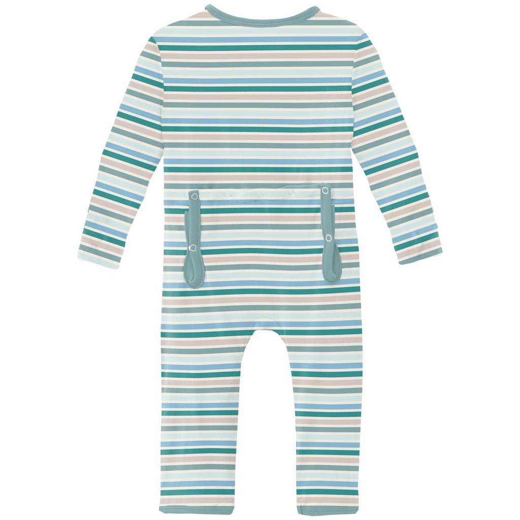 Kickee - Zipper Coverall - Lakeside Stripe-Footies + Rompers (Basic)-Preemie-Posh Baby