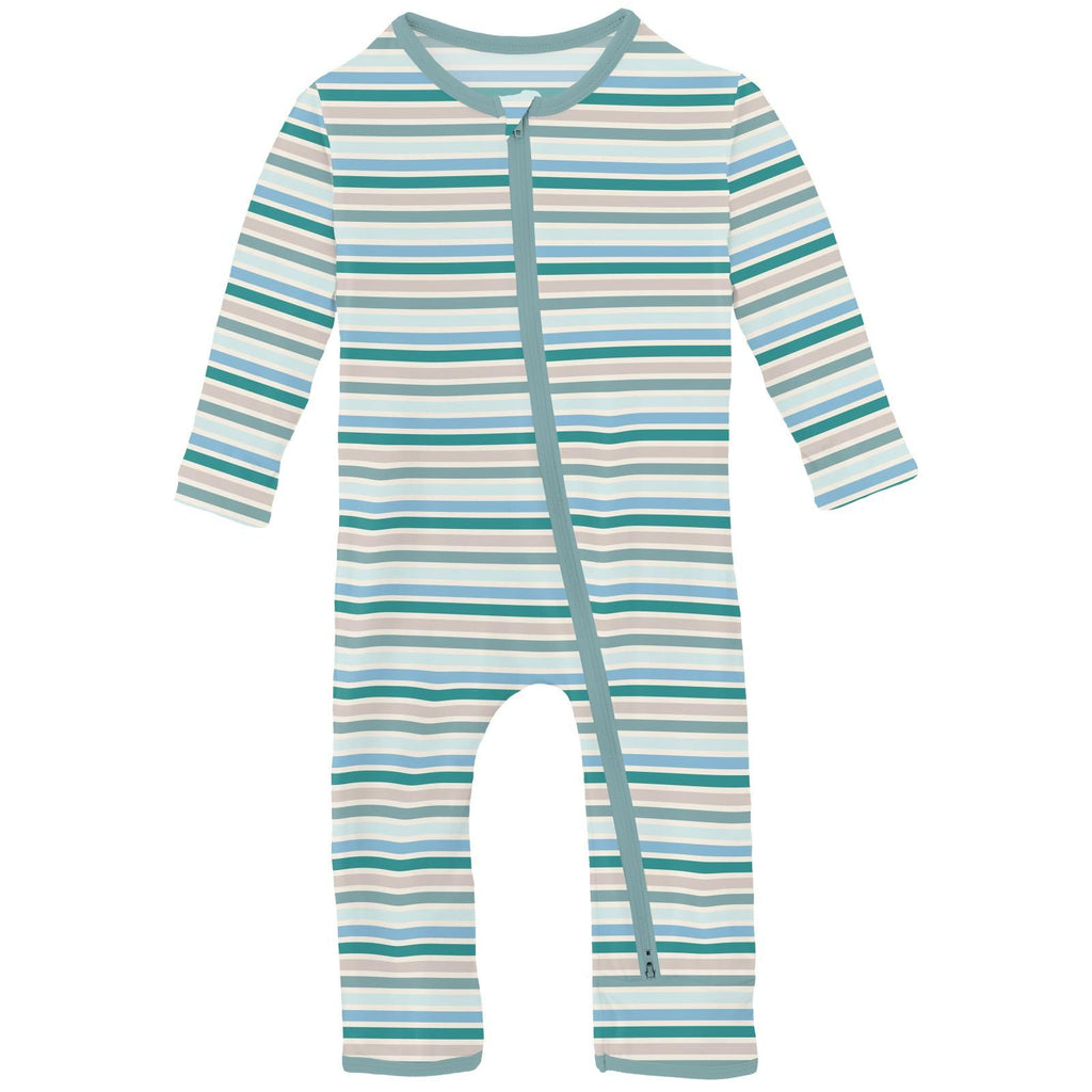 Kickee - Zipper Coverall - Lakeside Stripe-Footies + Rompers (Basic)-Preemie-Posh Baby