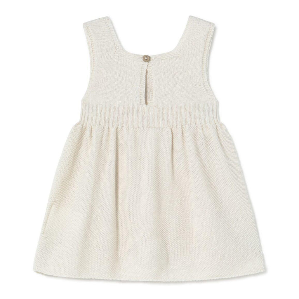 Baby Girl Dress | Embroidered Knit - Cream | Li and Me Baby Girl Dress | Embroidered Knit - Cream | Li and Me